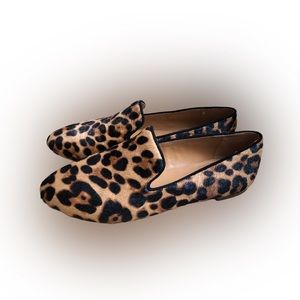 J. Crew Flat Leopard Print Smoking Loafers Size 6